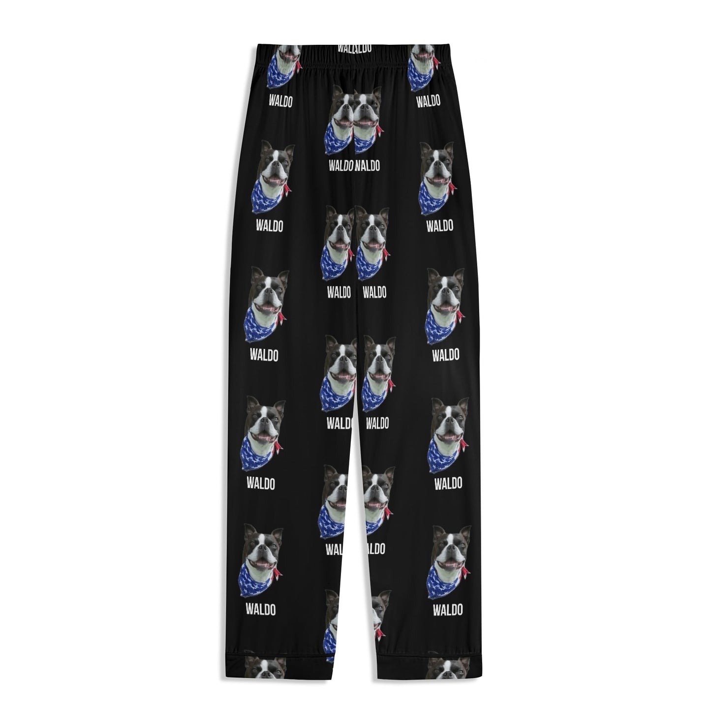 Custom Dog Portrait Unisex Long Sleeve Adult Nightwear Pajama Set Using Dog Photo and Name