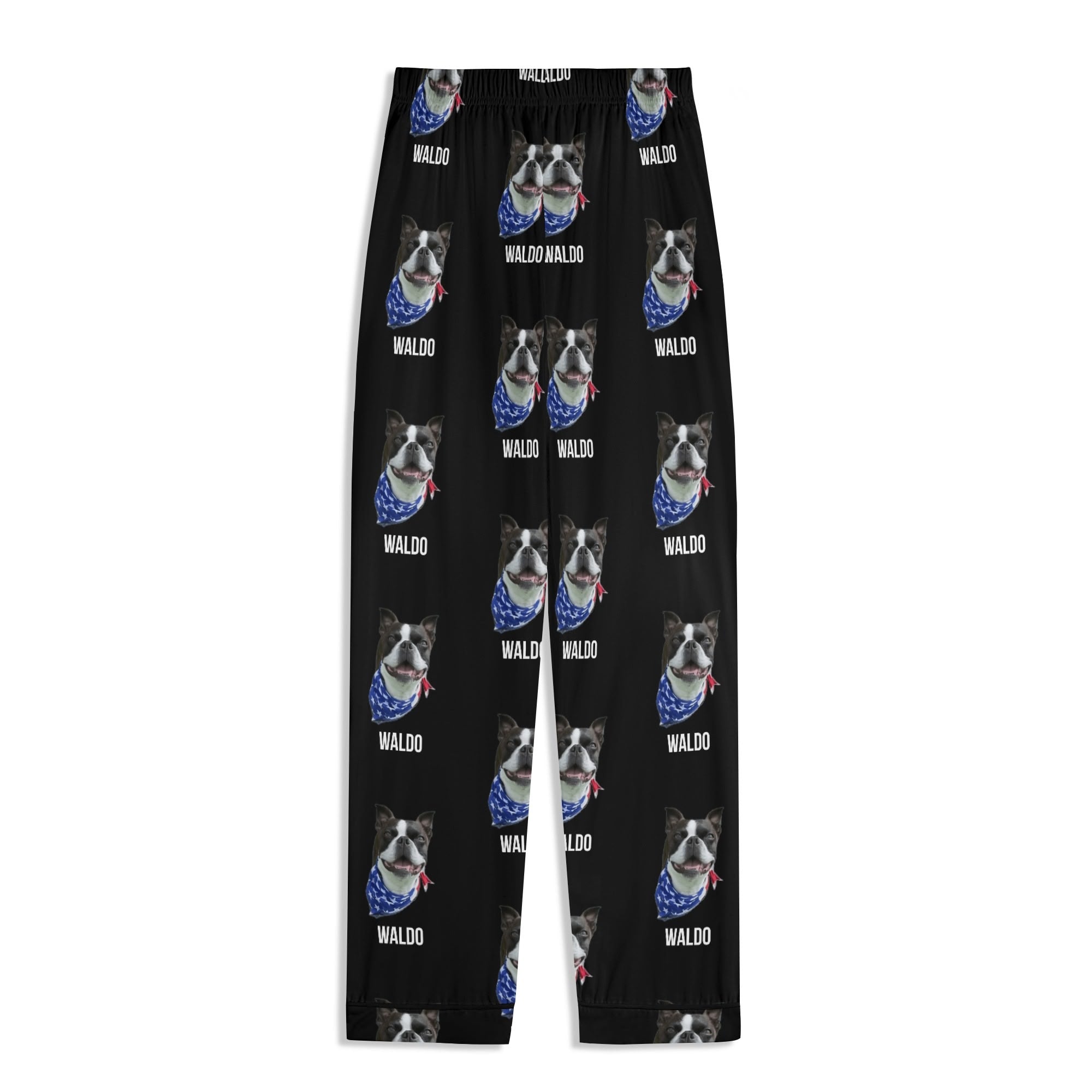 Custom Dog Portrait Unisex Long Sleeve Adult Nightwear Pajama Set Using Dog Photo and Name