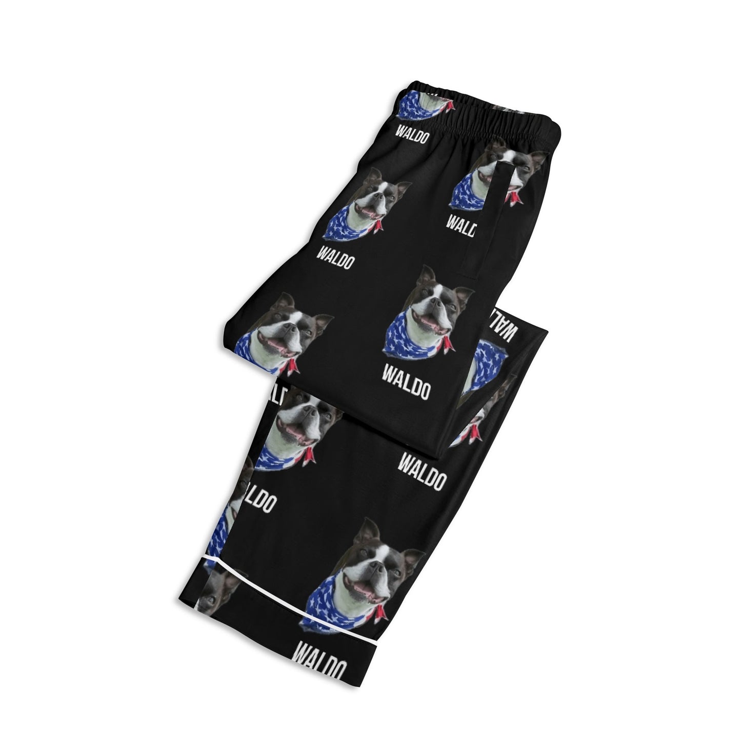 Custom Dog Portrait Unisex Long Sleeve Adult Nightwear Pajama Set Using Dog Photo and Name