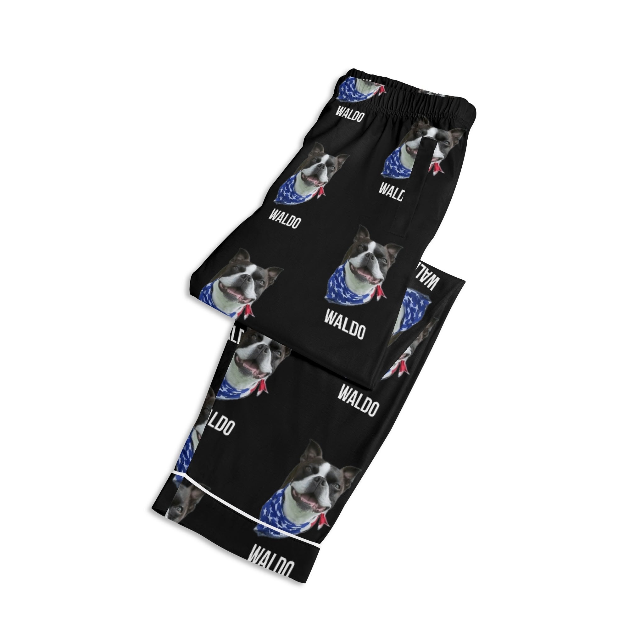 Custom Dog Portrait Unisex Long Sleeve Adult Nightwear Pajama Set Using Dog Photo and Name