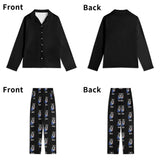 Custom Dog Portrait Unisex Long Sleeve Adult Nightwear Pajama Set Using Dog Photo and Name