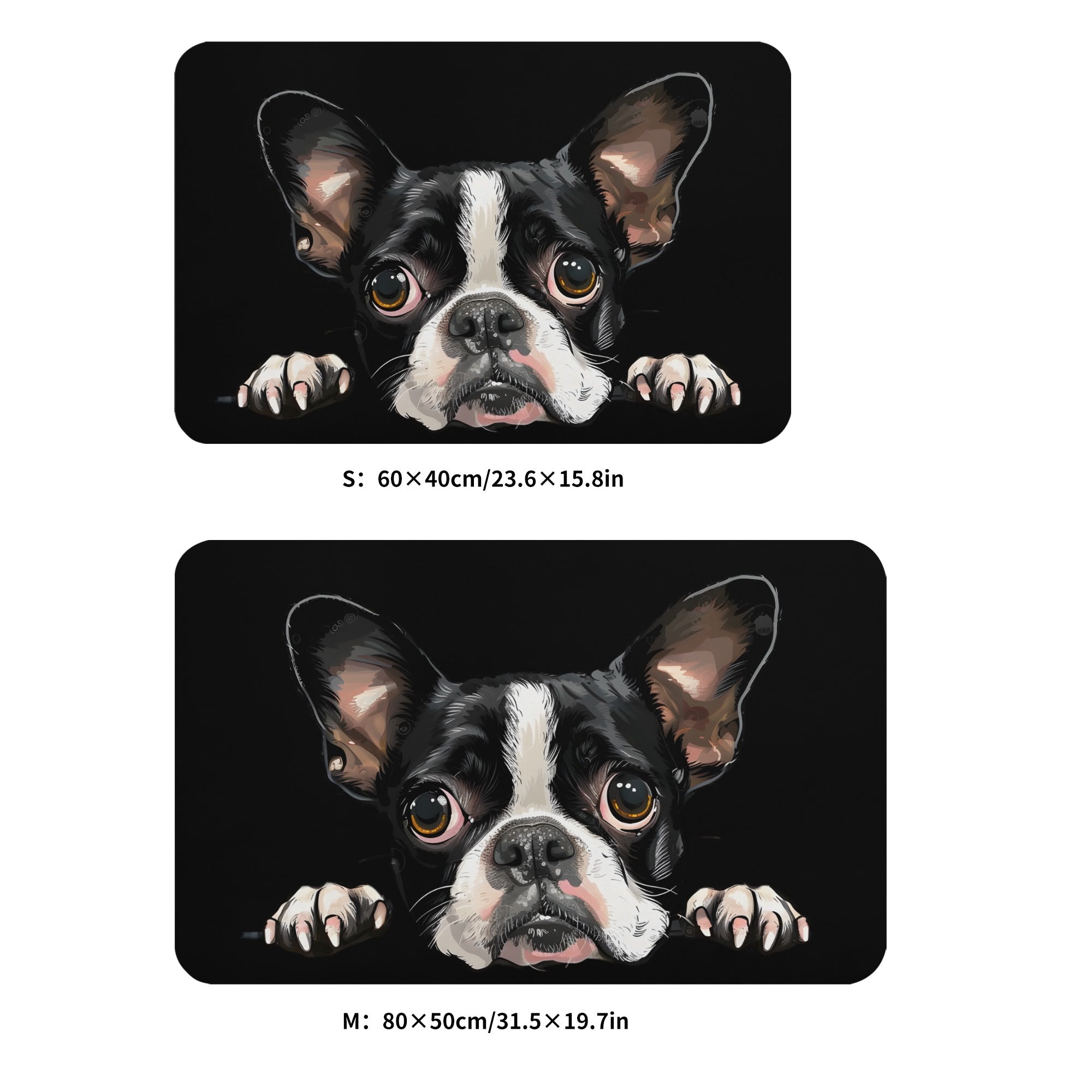 Peeking Boston Terrier Dog Diatomaceous Bath Mat