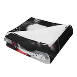 Black and White Boston Terrier Portrait Art Flannel Blanket