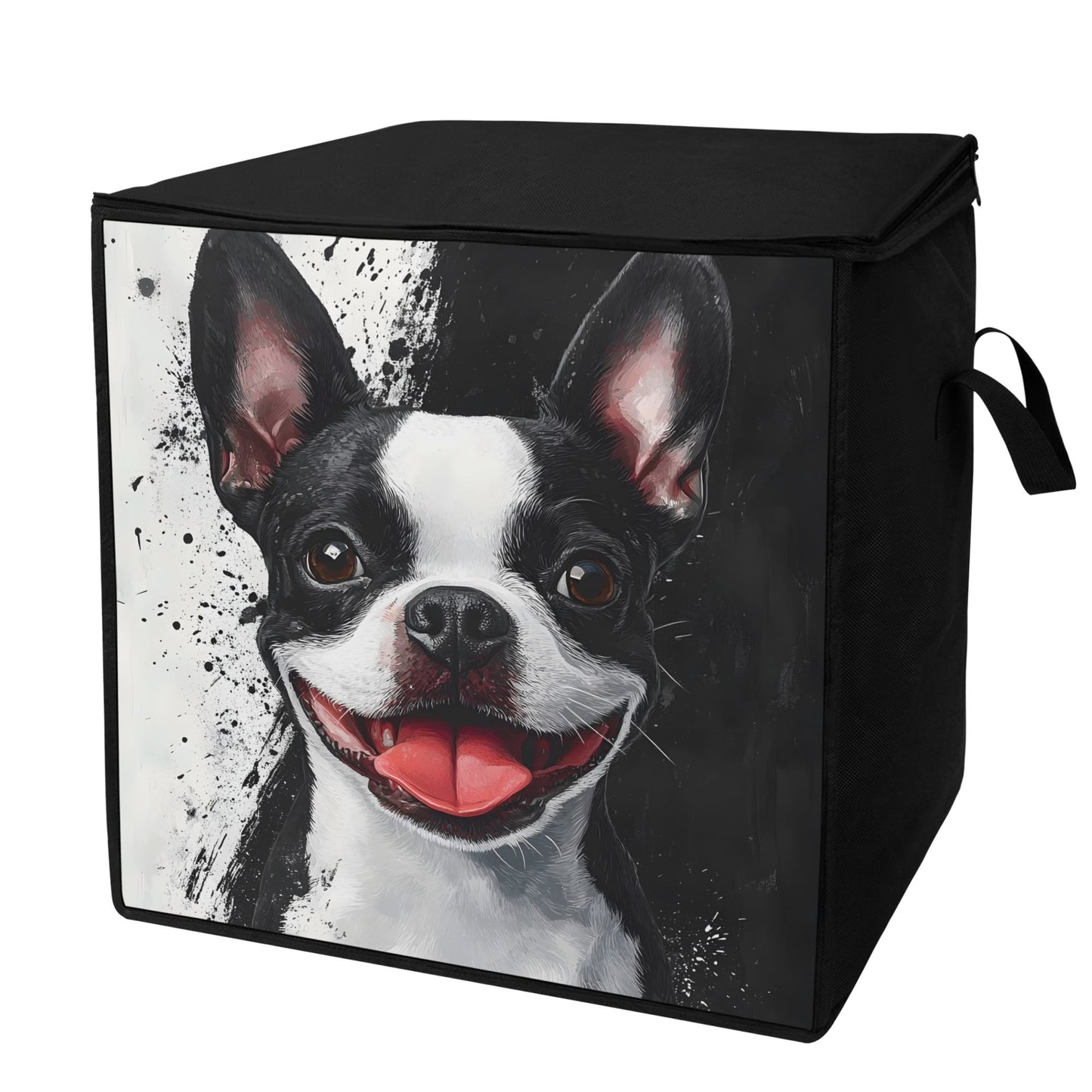Black and White Boston Terrier Art Storage Box Bag