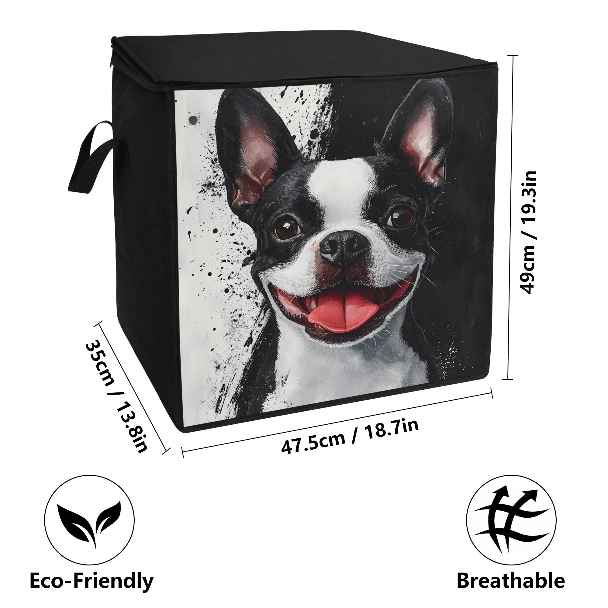 Black and White Boston Terrier Art Storage Box Bag