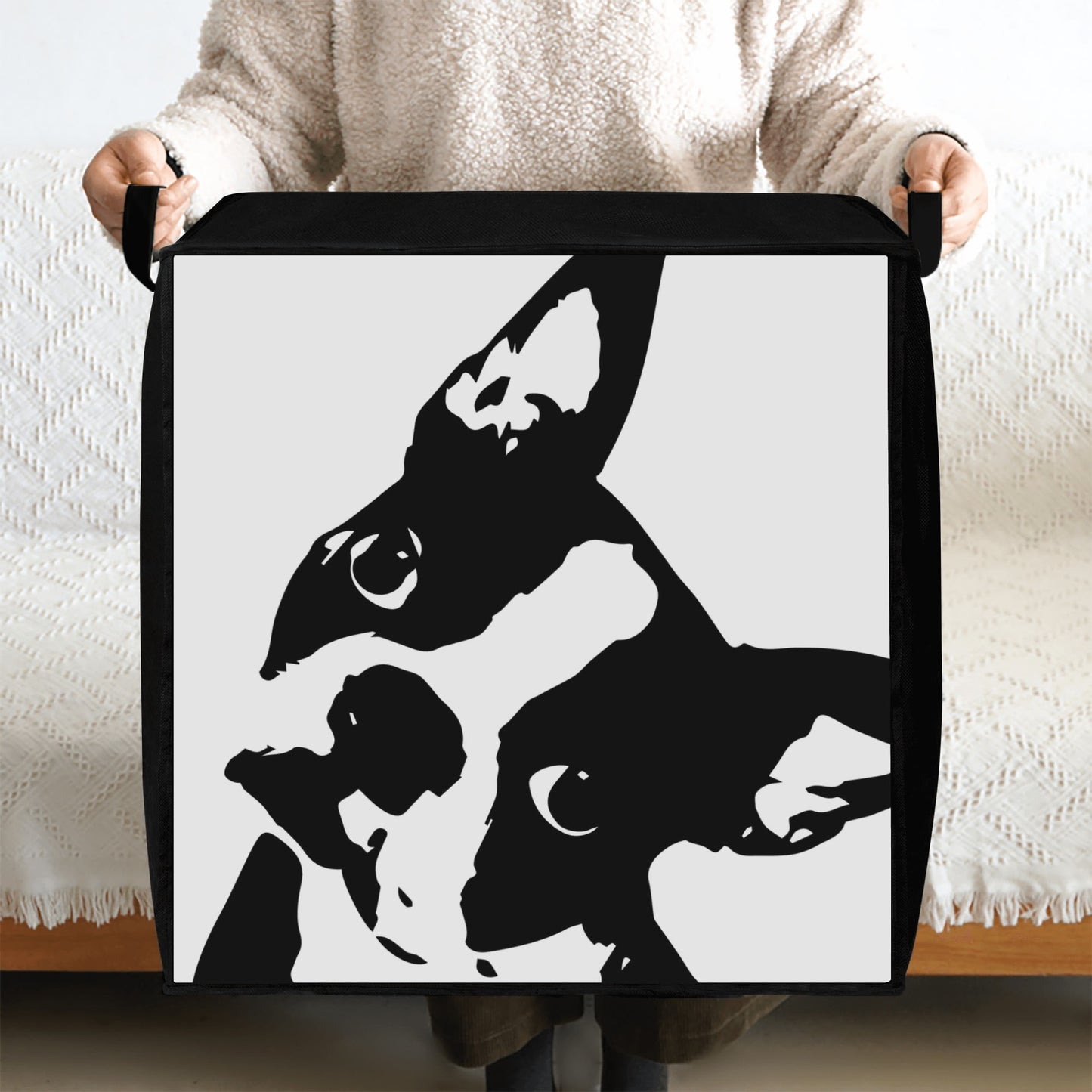 Boston Terrier Dog Head Tilt Storage Box Bag