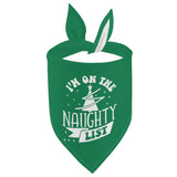 Im On The Naughty List Christmas Dog Bandanas - Green
