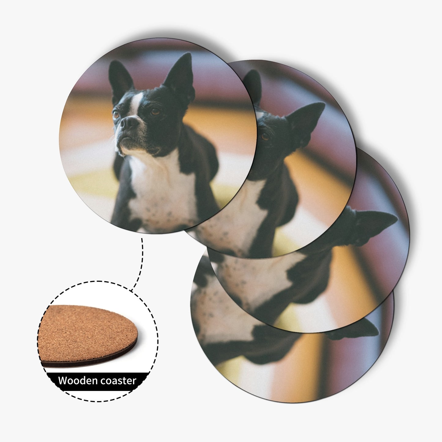 Custom Wood Coaster Using Dog Photo (4 Pcs)