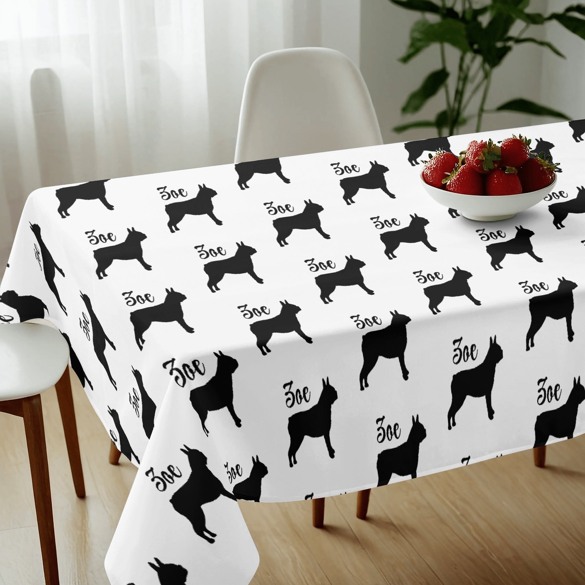 Personalized Boston Terrier Tablecloth with Dogs Name for Birthday Wedding Party