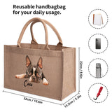 Custom Reusable Jute Burlap Tote Bag With Dogs Photo And Name