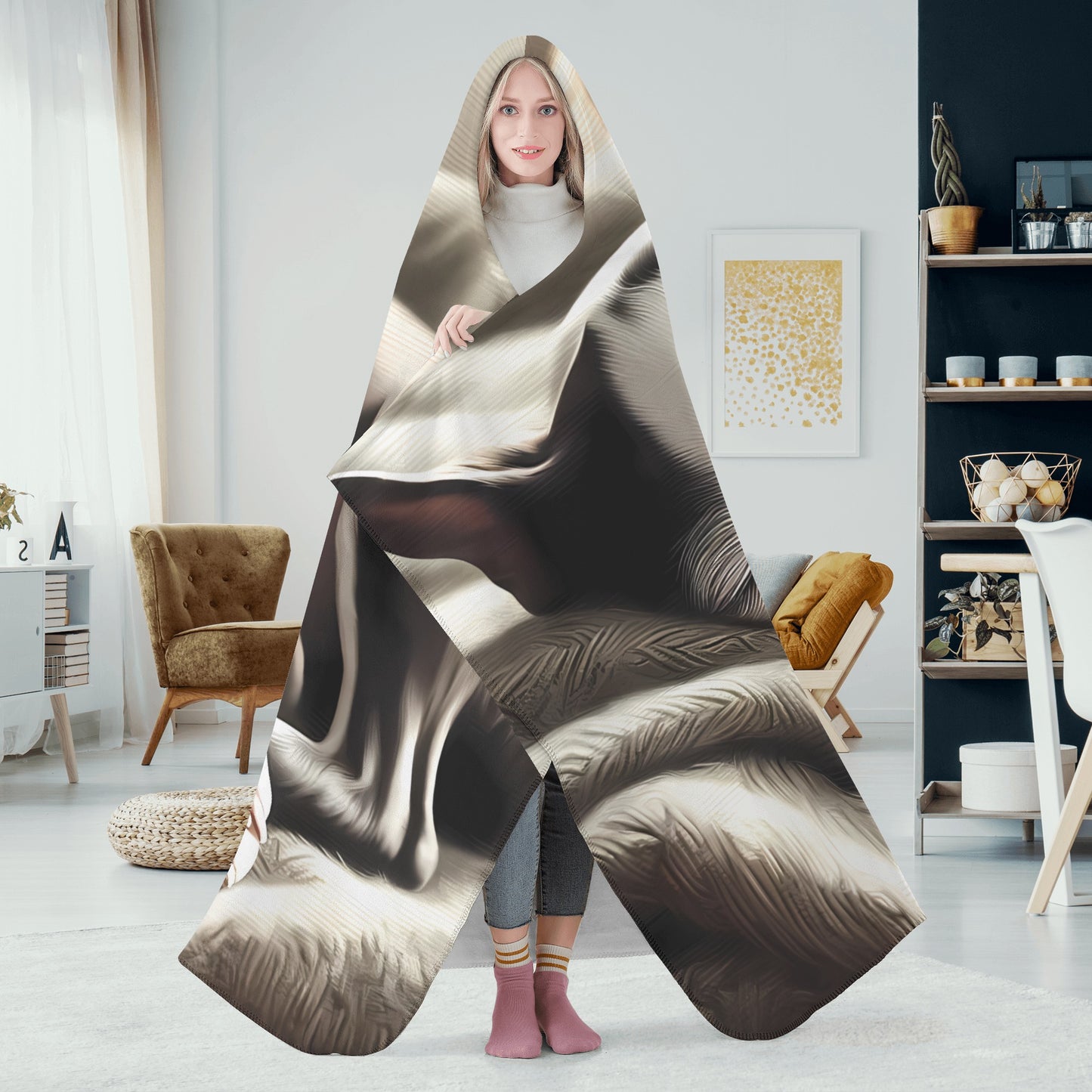 Senior Boston Terrier Dog Sleeping Peacefully Hooded Blanket for Adults and Kids