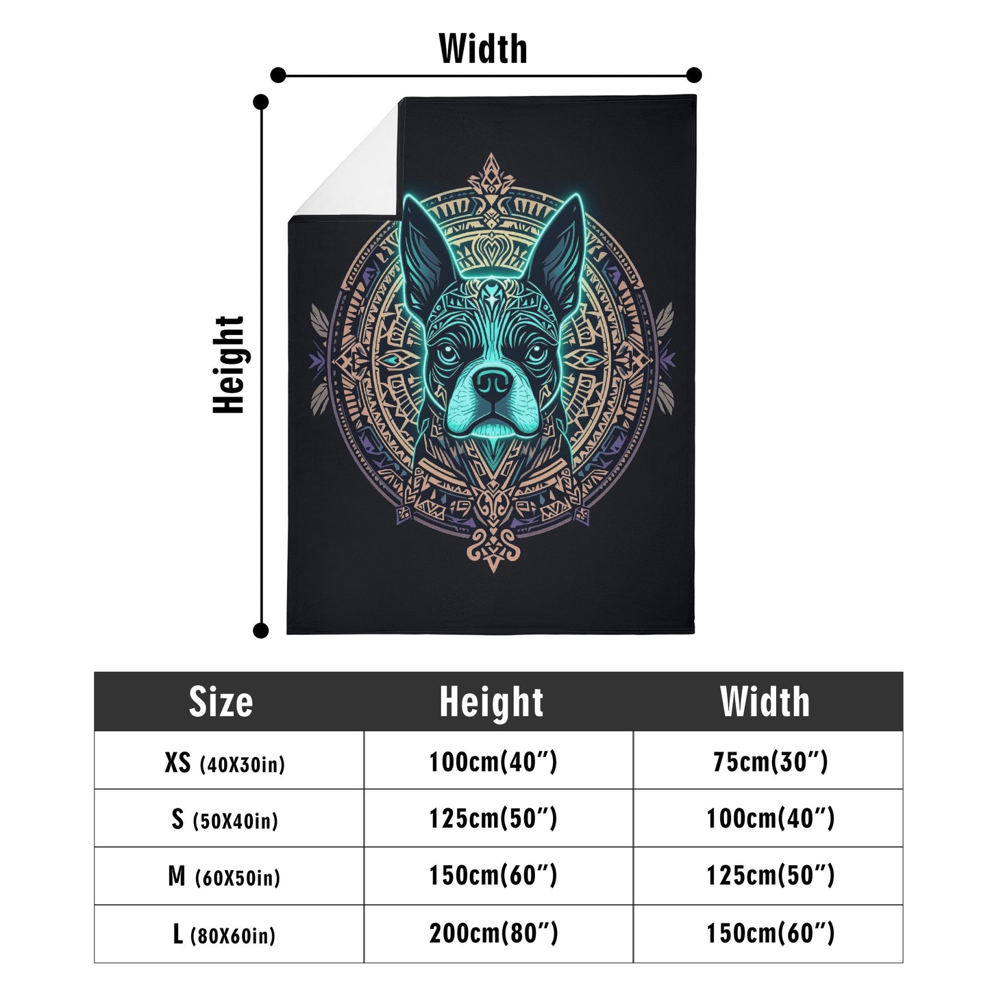 Aztec Polynezian Art Boston Terrier Dog Flannel Blanket
