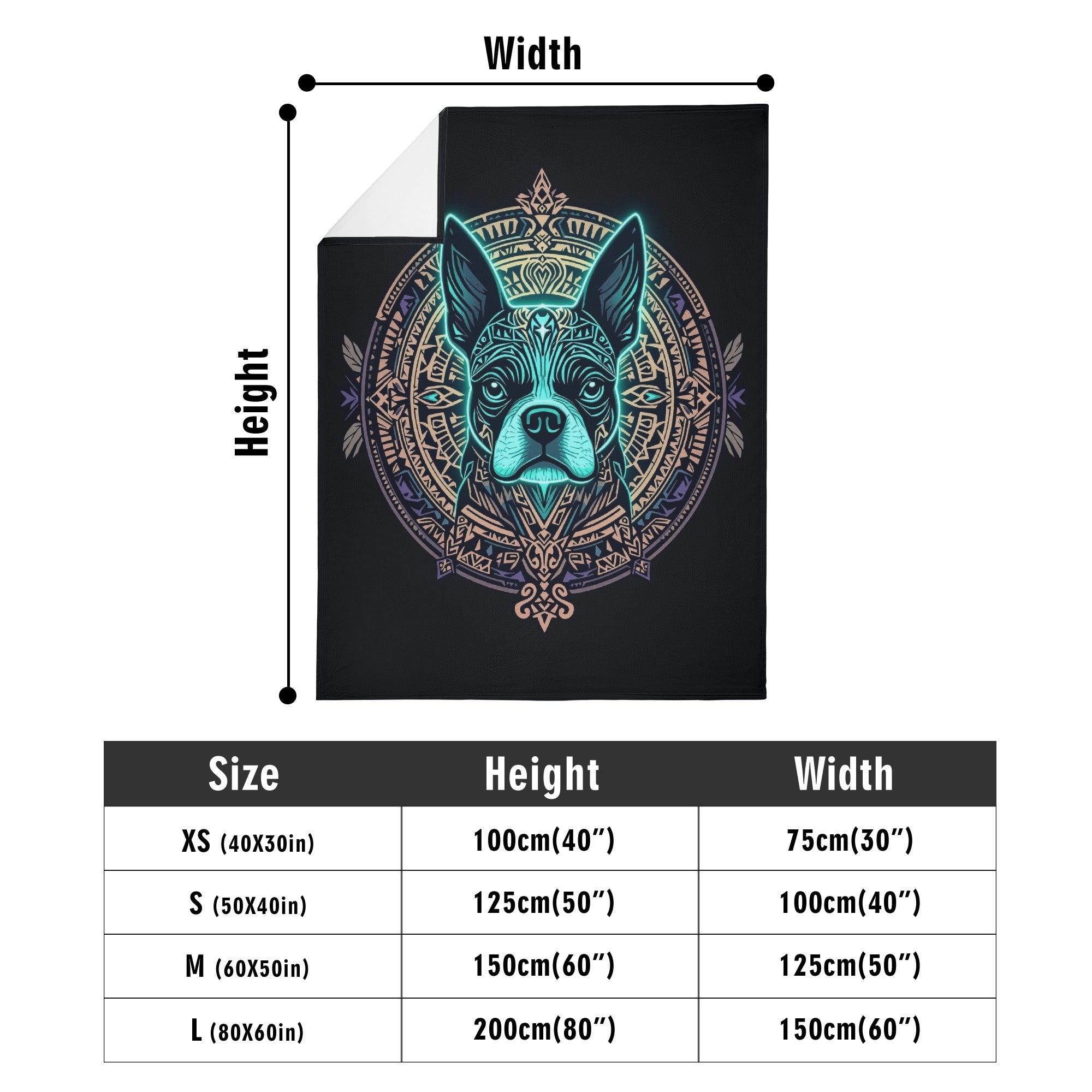 Aztec Polynezian Art Boston Terrier Dog Flannel Blanket