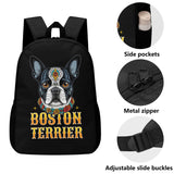 Boston Terrier Dog Sugar Skull 17 Inch Laptop Backpack