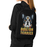 Boston Terrier Dog Sugar Skull 17 Inch Laptop Backpack