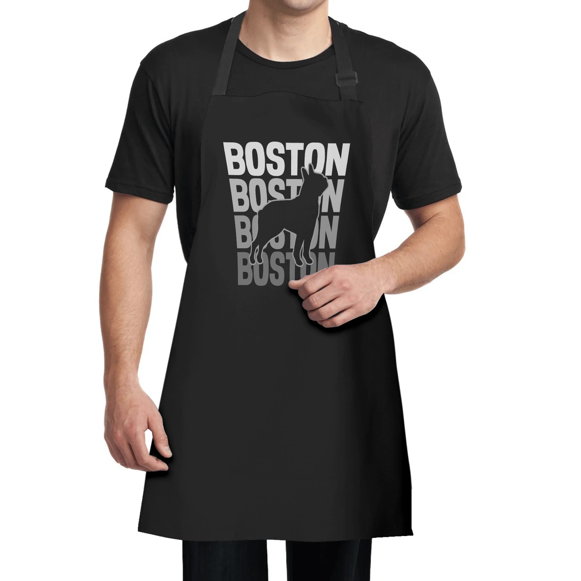 Boston X4 Boston Terrier Silhouette Apron