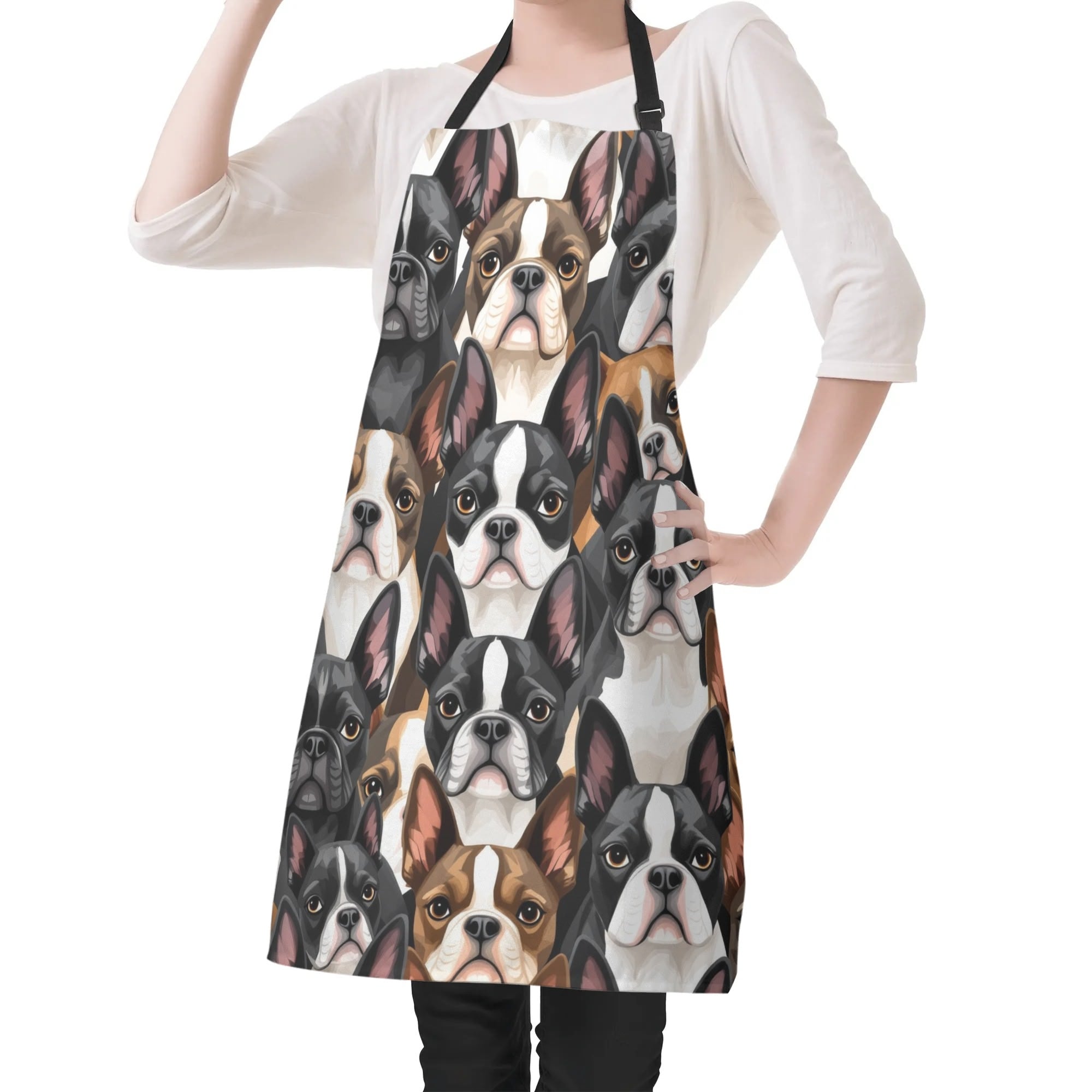 Boston Terrier Dogs Crowd Apron