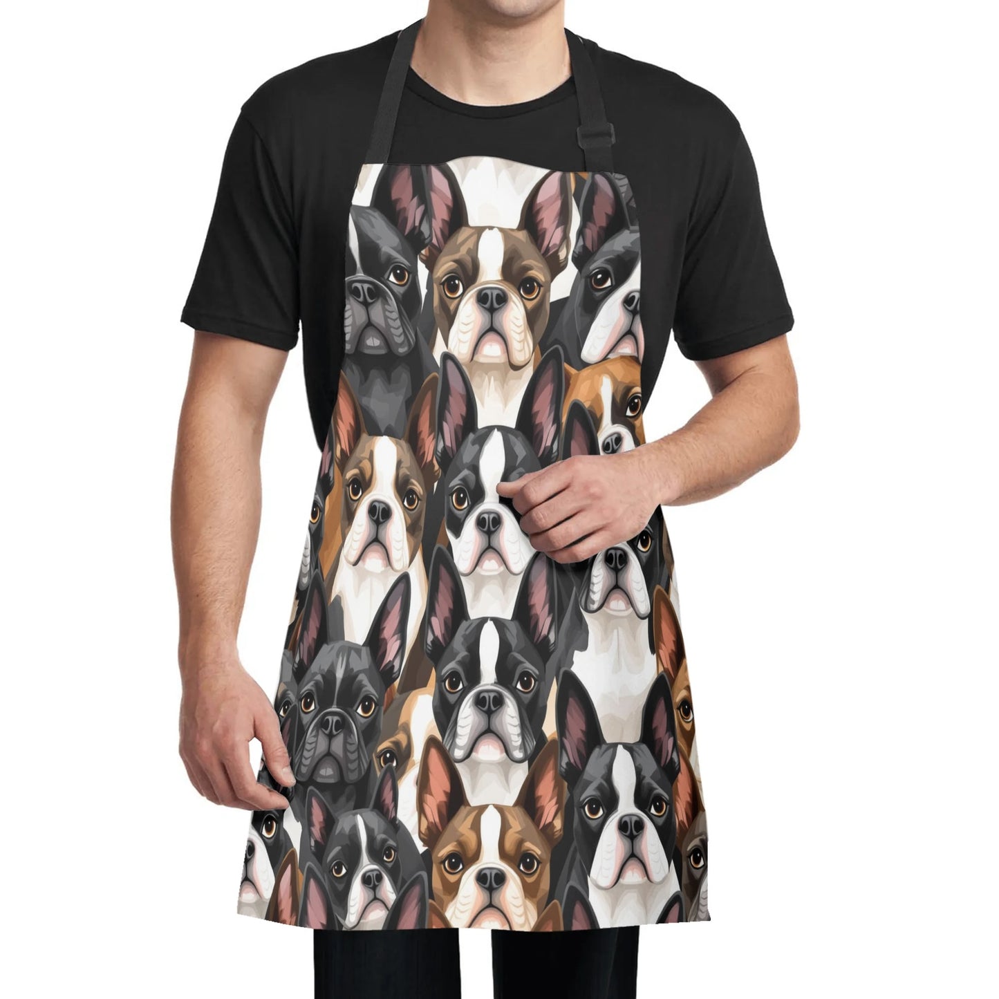 Boston Terrier Dogs Crowd Apron
