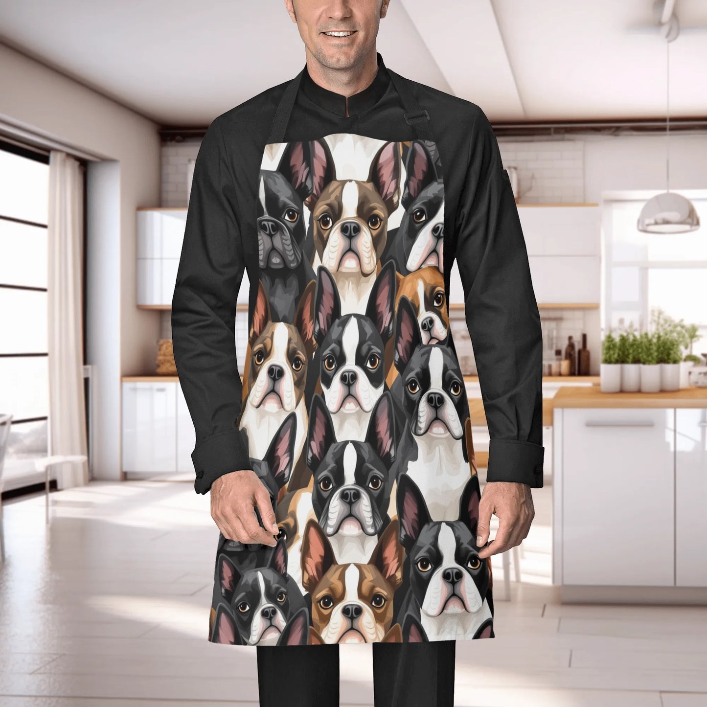 Boston Terrier Dogs Crowd Apron
