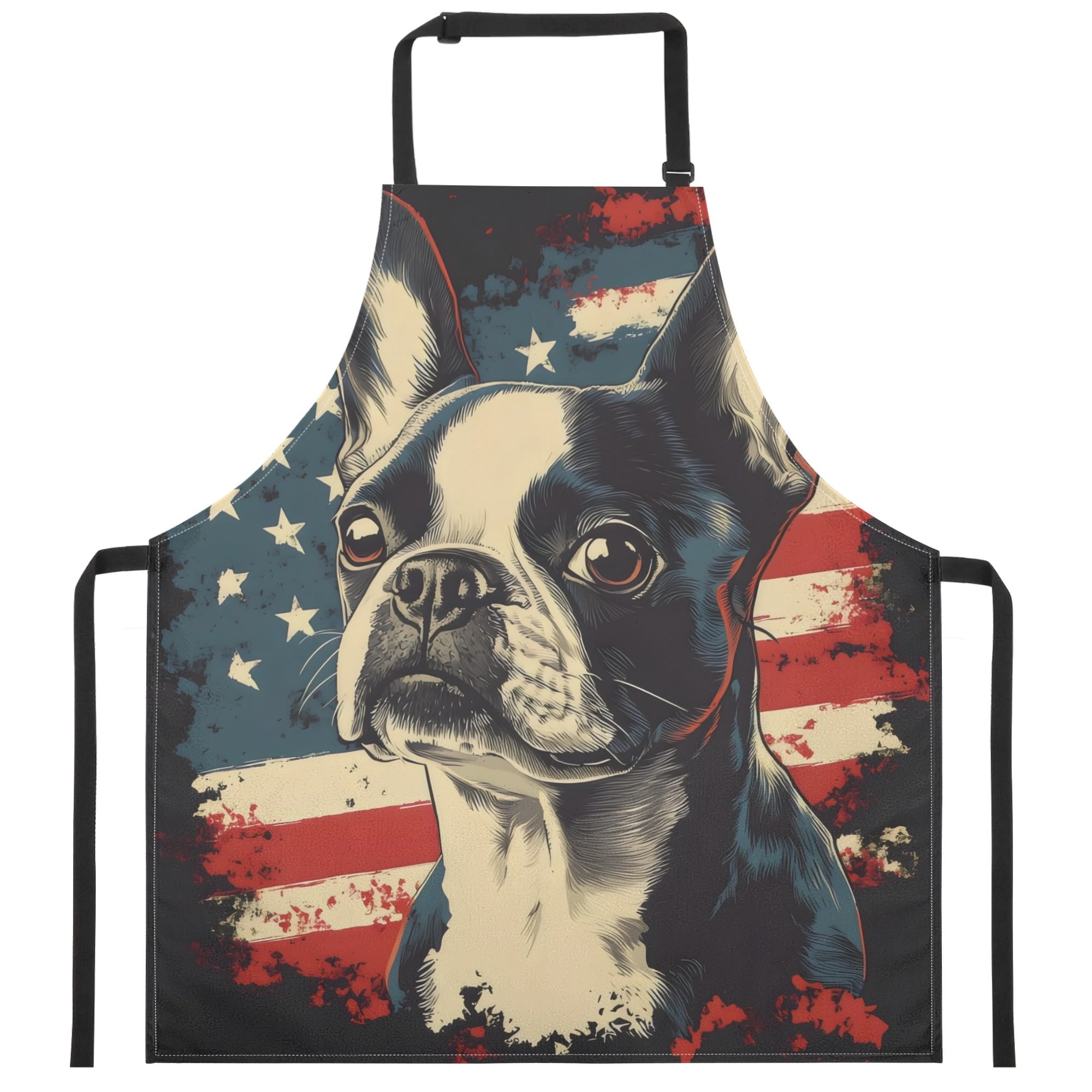 USA Flag United States Boston Terrier Dog Apron