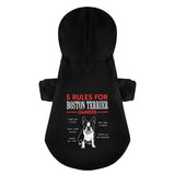 5 Rules For Boston Terrier Owners 100% Cotton Dog Fleece Hoodie