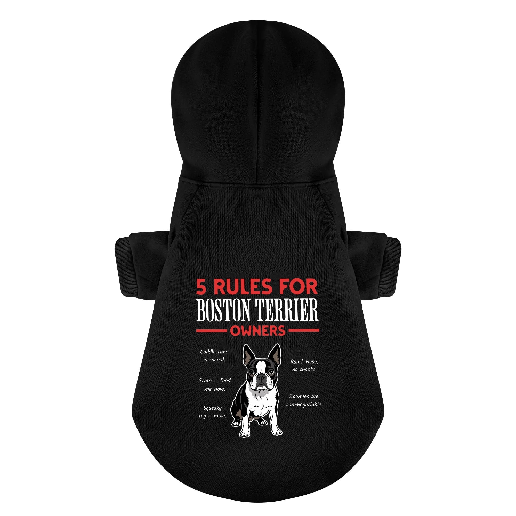 5 Rules For Boston Terrier Owners 100% Cotton Dog Fleece Hoodie