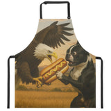 Eagle vs Boston Terrier Fighting for a Hot Dog Apron
