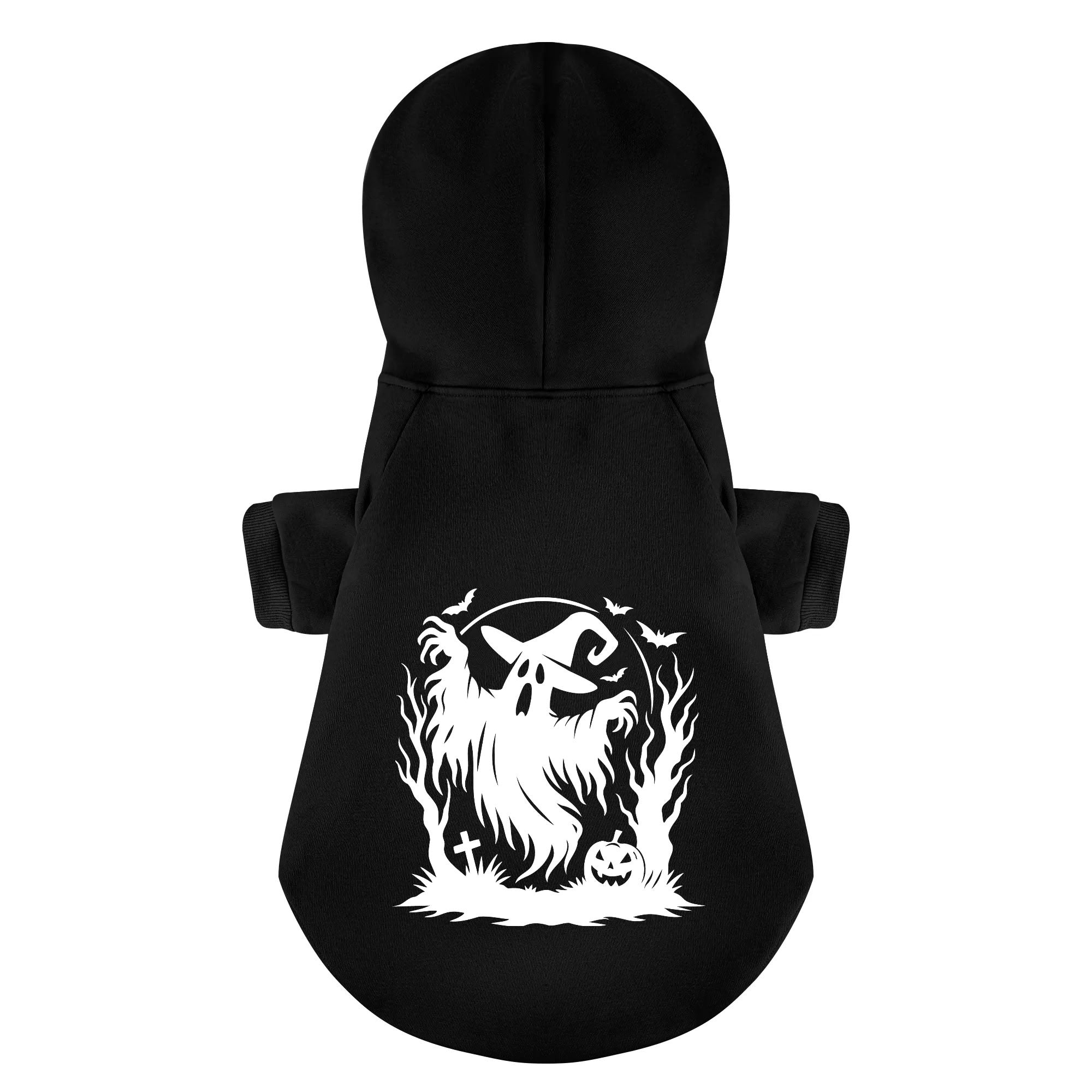 Halloween Ghost 100% Cotton Dog Fleece Hoodie