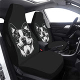Grungy Boston Terrier Tongue Out Car Seat Cover Airbag Compatible (Set of 2)
