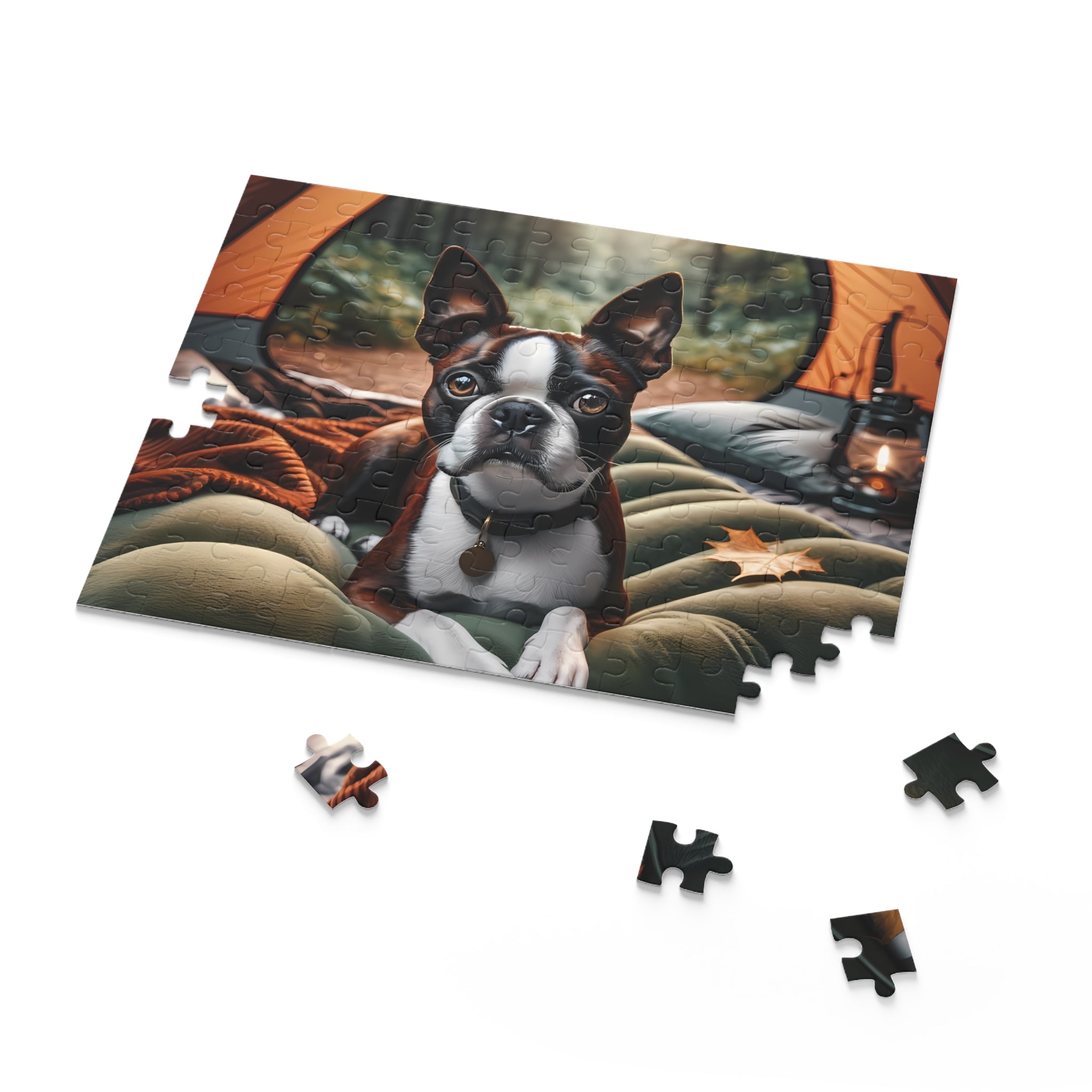 Camping Boston Terrier Dog Puzzle (120, 252, 500-Piece)