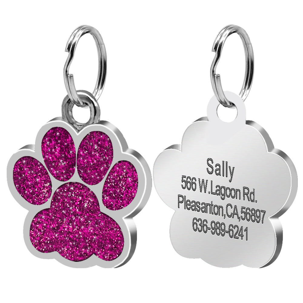 Paw Footprint Dog ID Tag