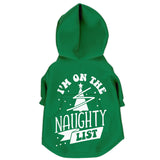 I'm On The Naughty List Christmas Dog Zip-Up Hoodie - Green