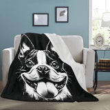 Grungy Boston Terrier Tongue Out Ultra-Soft Micro Fleece Blanket