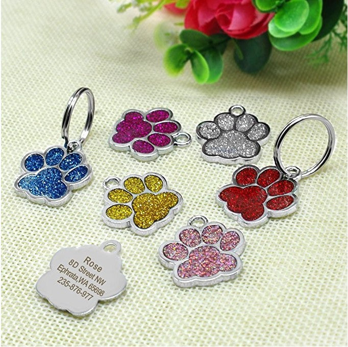 Paw Footprint Dog ID Tag