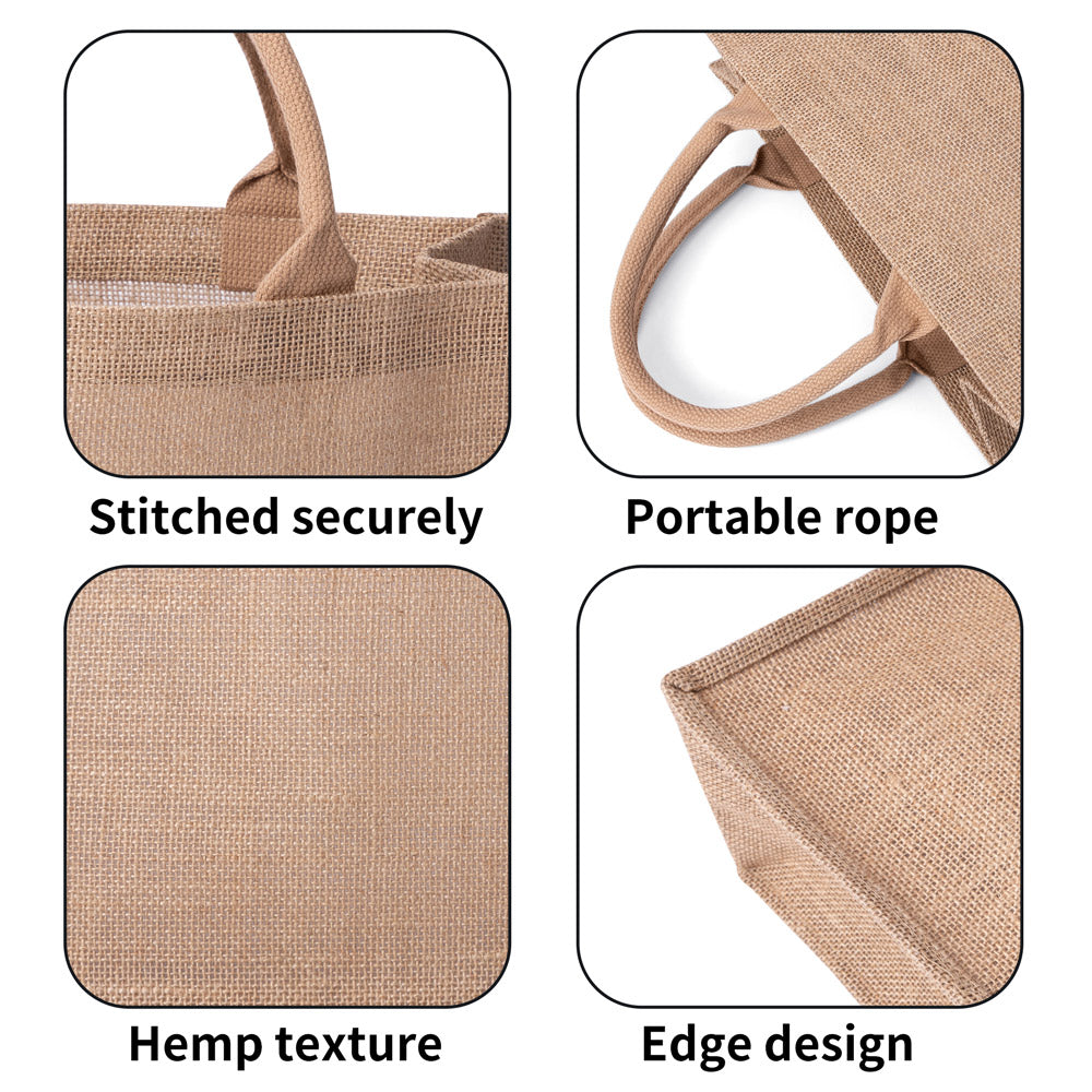 Custom Reusable Jute Burlap Tote Bag With Dogs Photo And Name