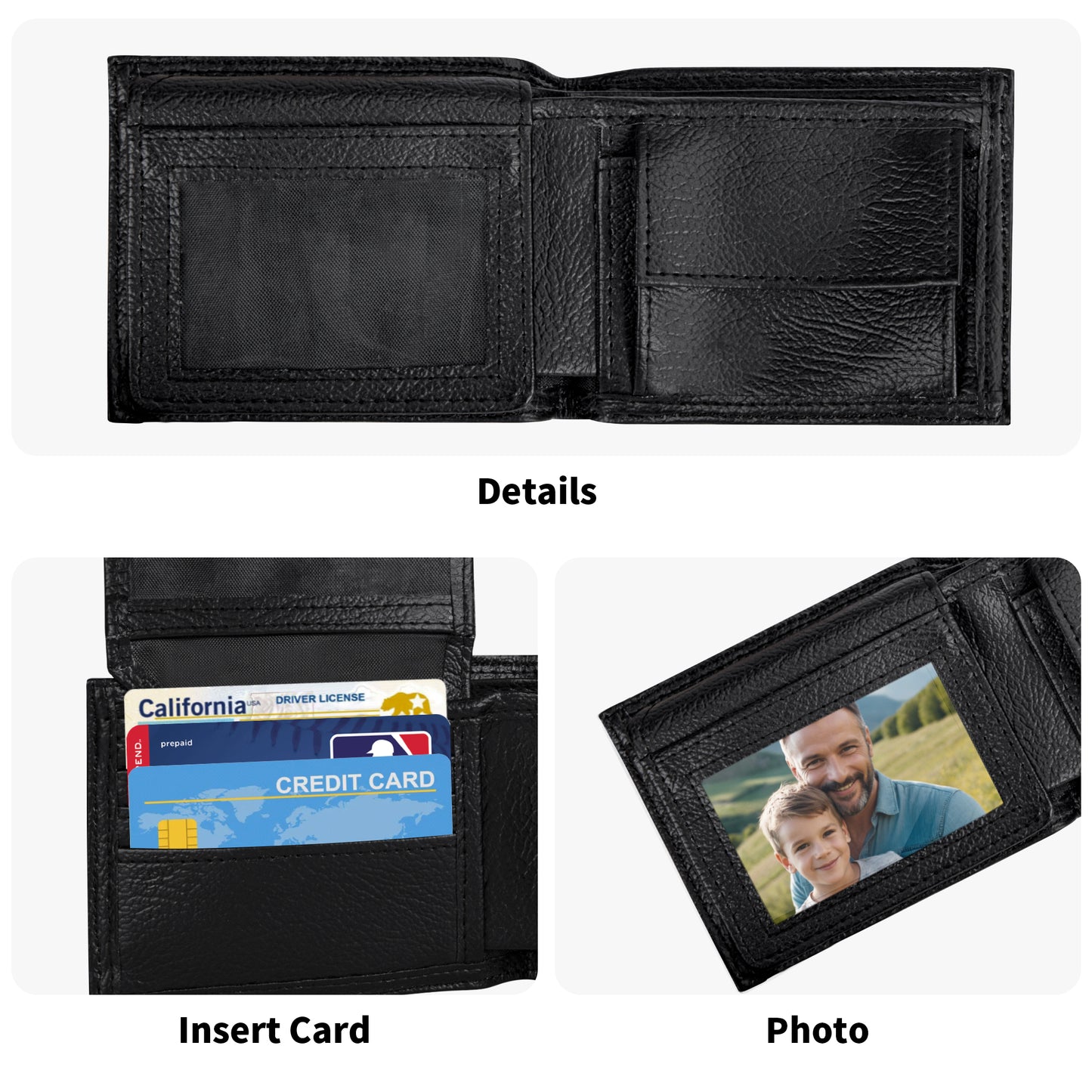 Personalized Mens Minimalist PU Leather Wallet - Big Ears With Boston Terrier Name