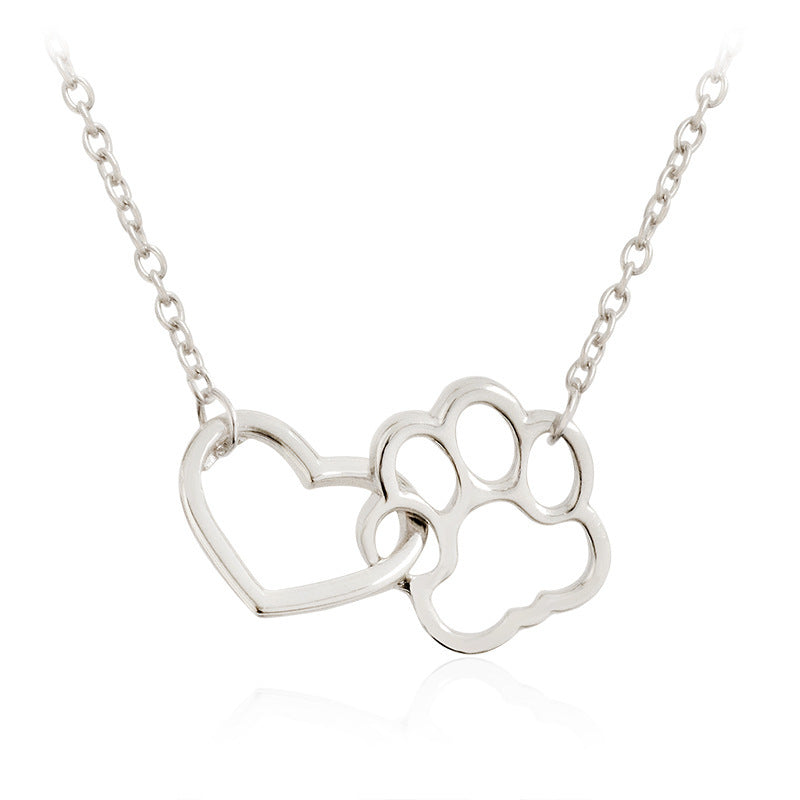 Dog Paw Heart Necklace