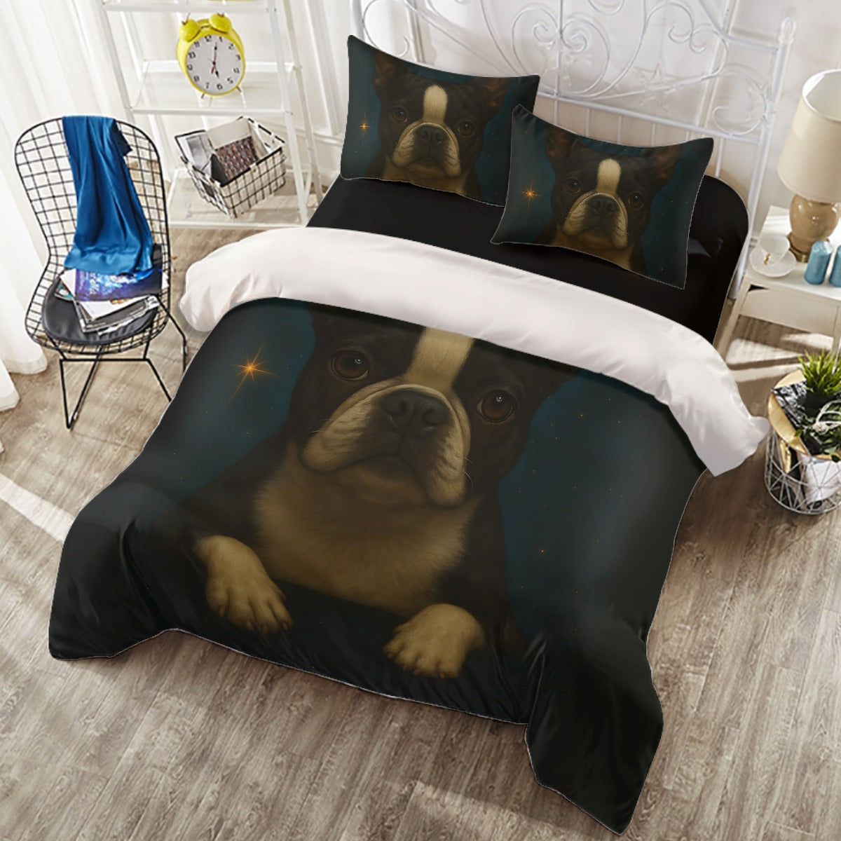 Midnight Stars Boston Terrier Four-Piece Bedding Set