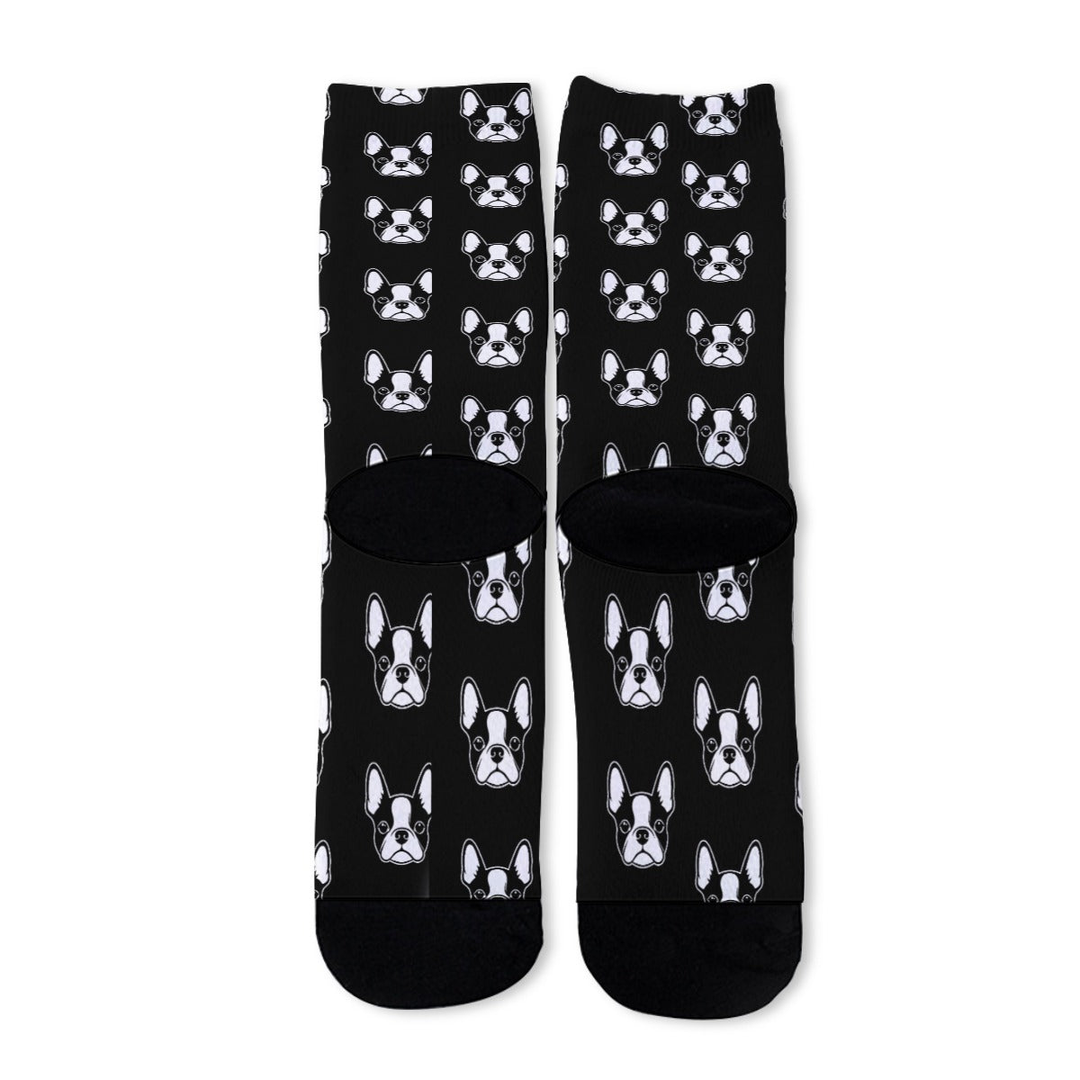 Bostie Faces Unisex Long Socks For Boston Terrier Lovers - Black