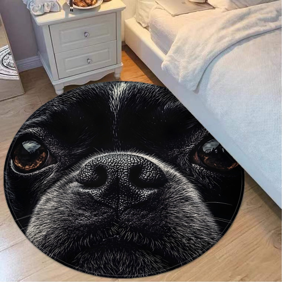 Boston Terrier Dog Face Closeup Foldable Round Mat