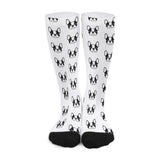 Bostie Faces Unisex Long Socks For Boston Terrier lovers - White