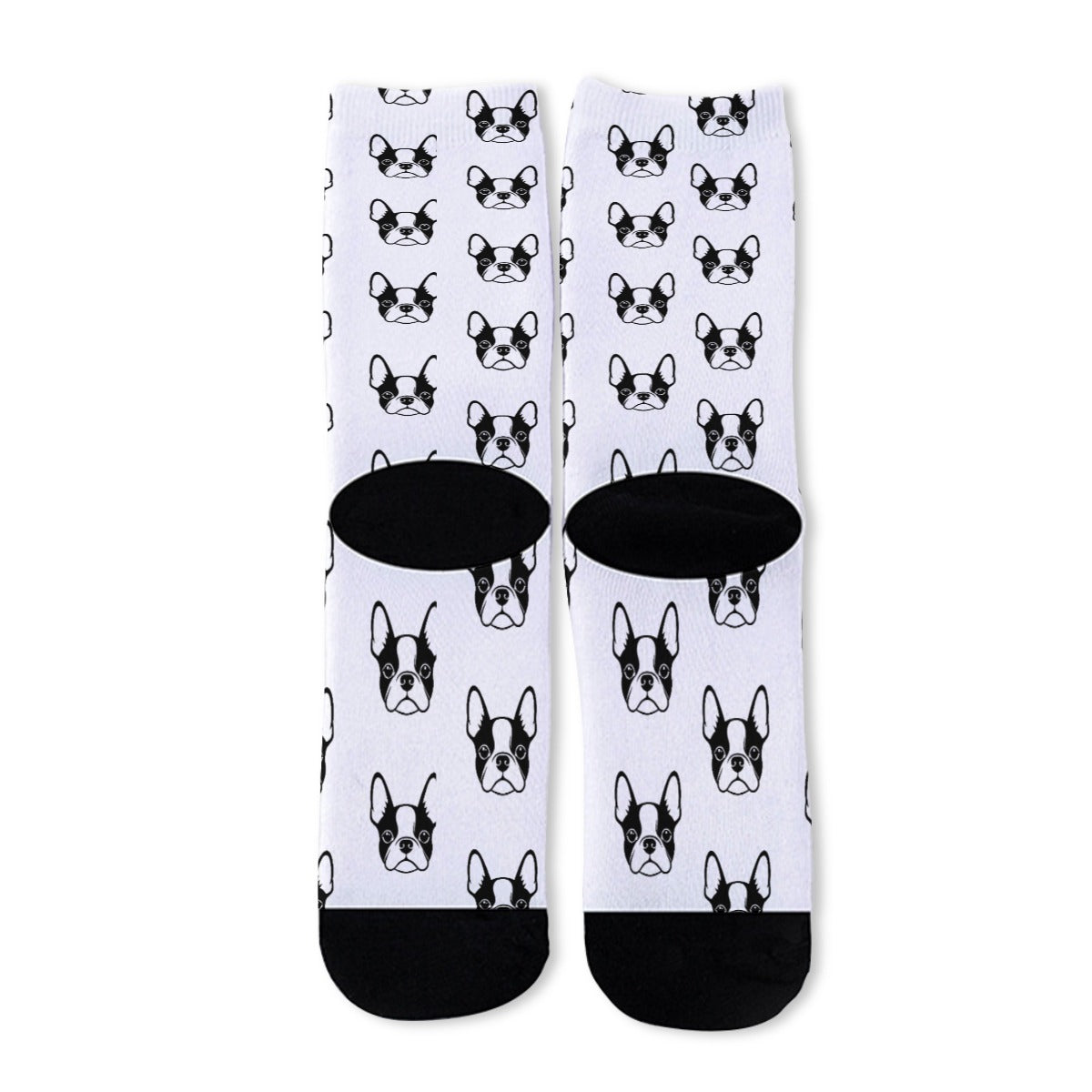 Bostie Faces Unisex Long Socks For Boston Terrier lovers - White