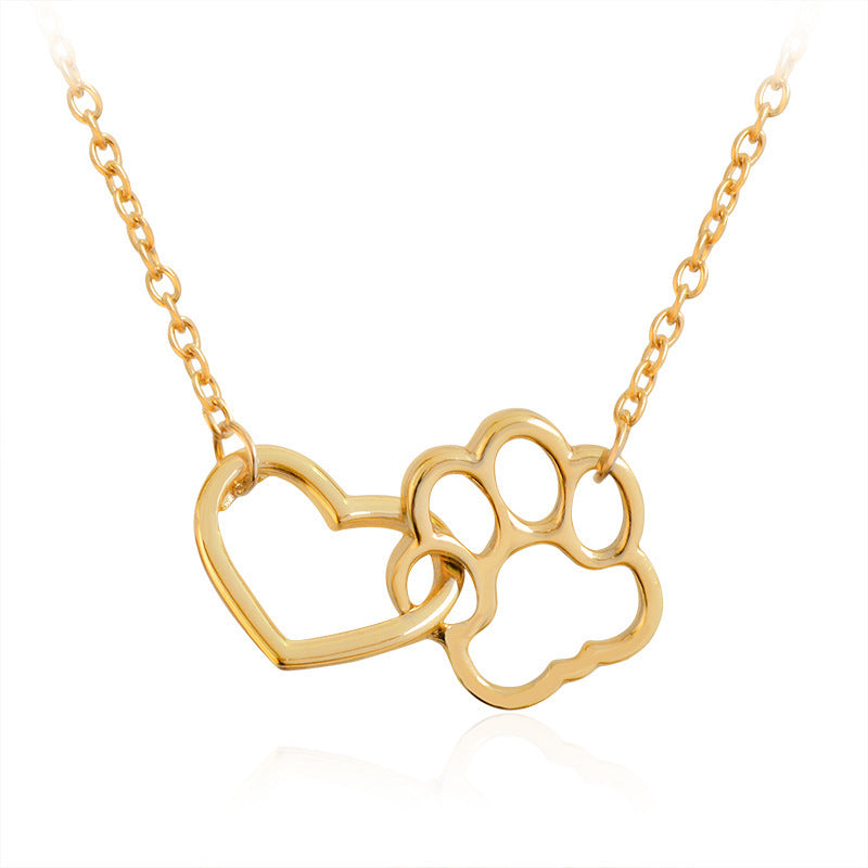 Dog Paw Heart Necklace