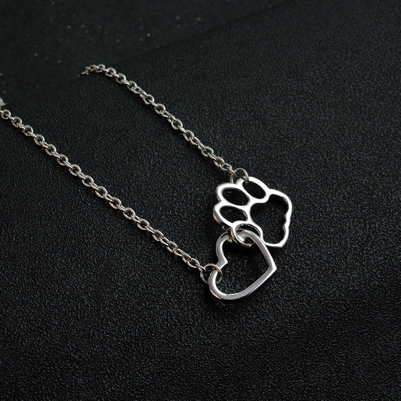 Dog Paw Heart Necklace