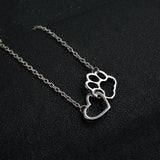 Dog Paw Heart Necklace