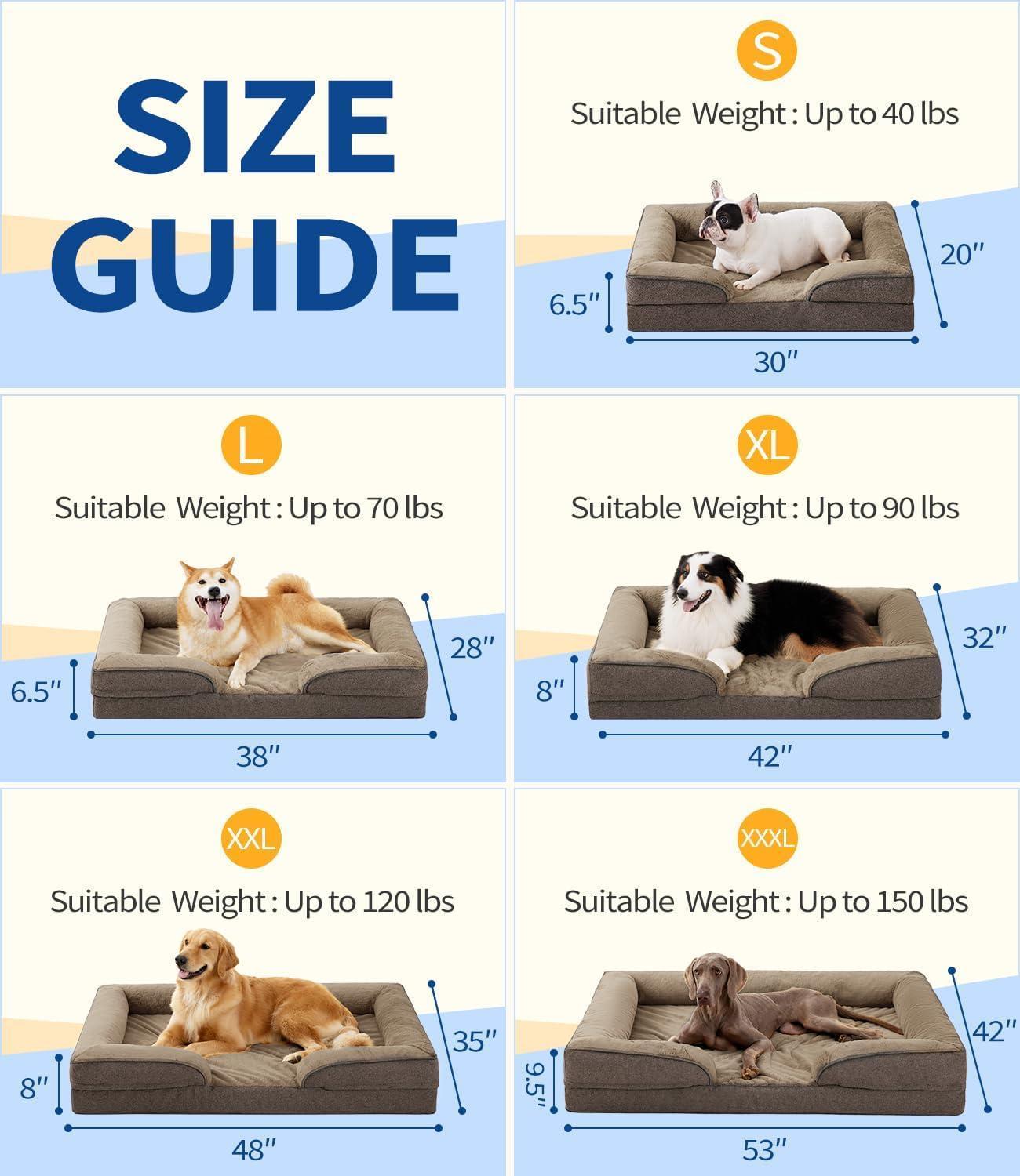 Large Orthopedic Dog Sofa Bed Supportive Foam Pet Mattress Washable With Removable Cover