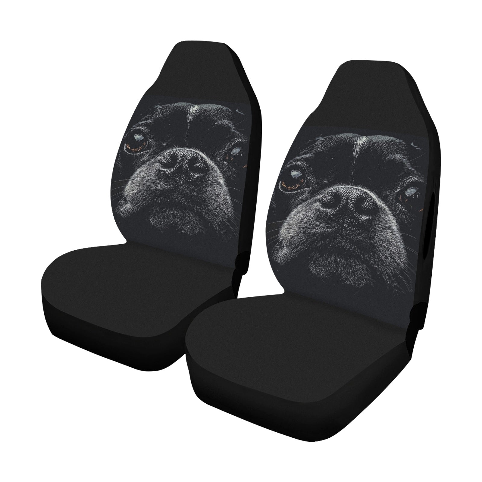 Boston Terrier Dog Face Closeup Car Seat Cover - Airbag Compatible (Set of 2)