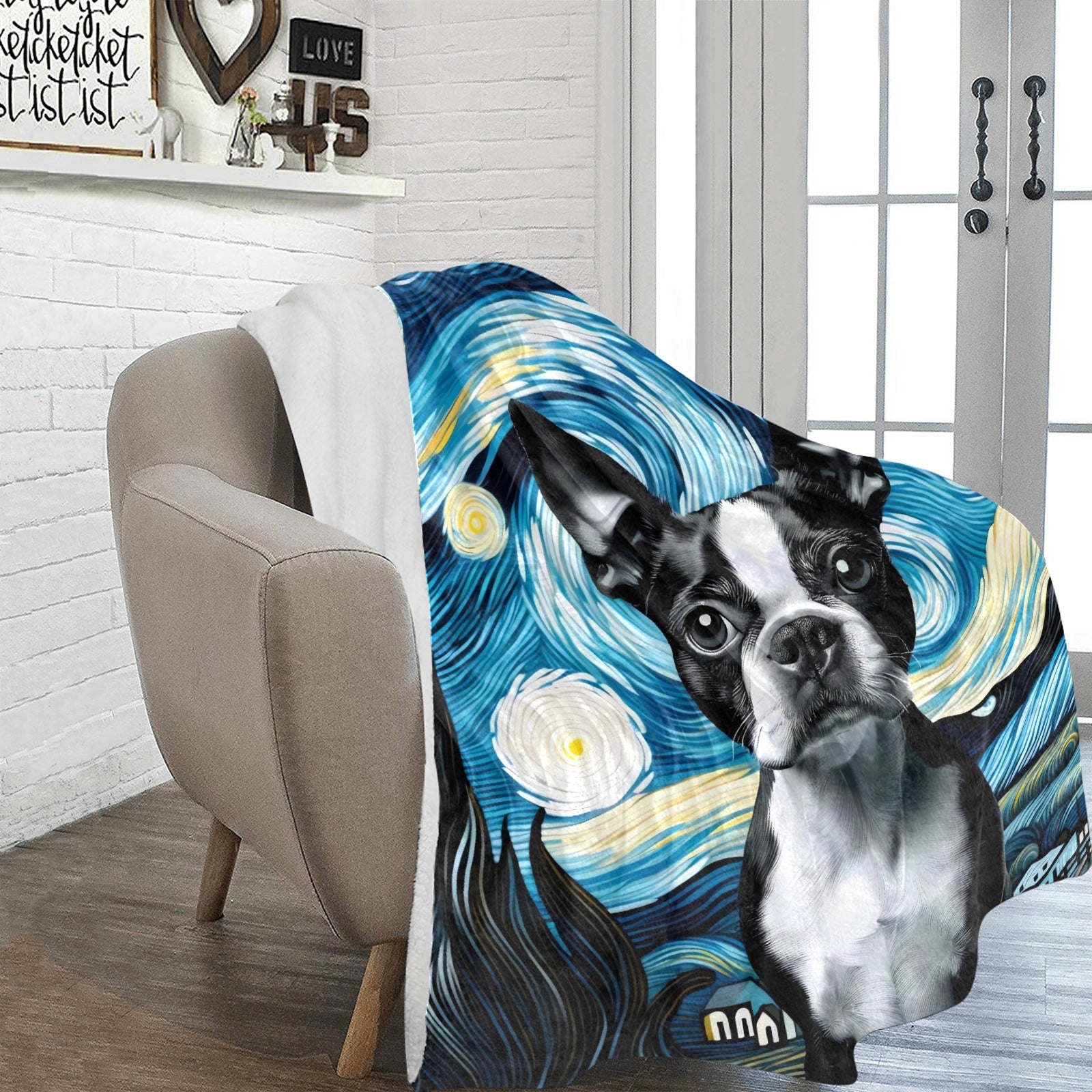 Starry Night - Boston Terrier Dog Ultra-Soft Micro Fleece Blanket