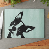 Boston Terrier Head Tilt Glass Cutting Board