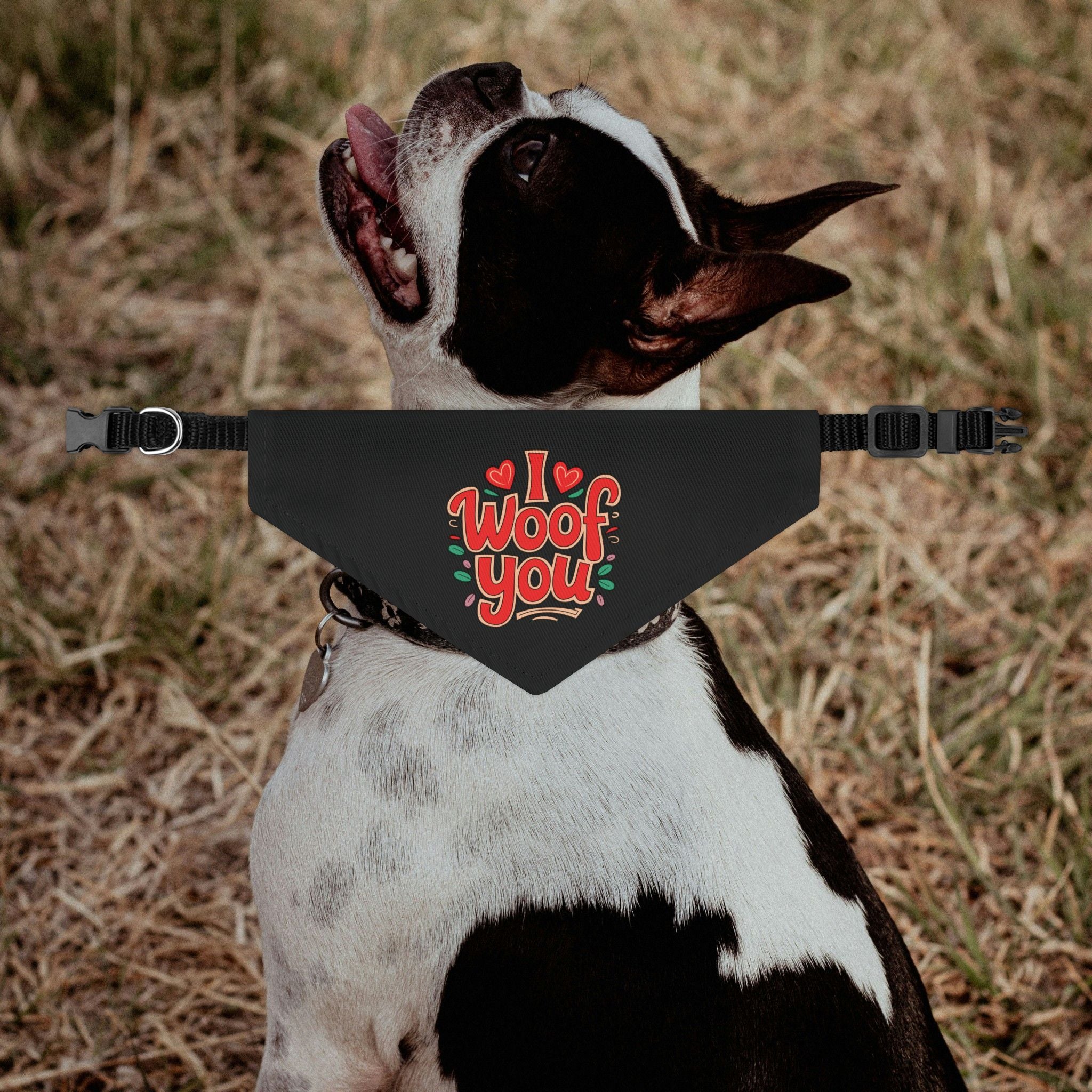 I Woof You Dog Bandana Collar - Black